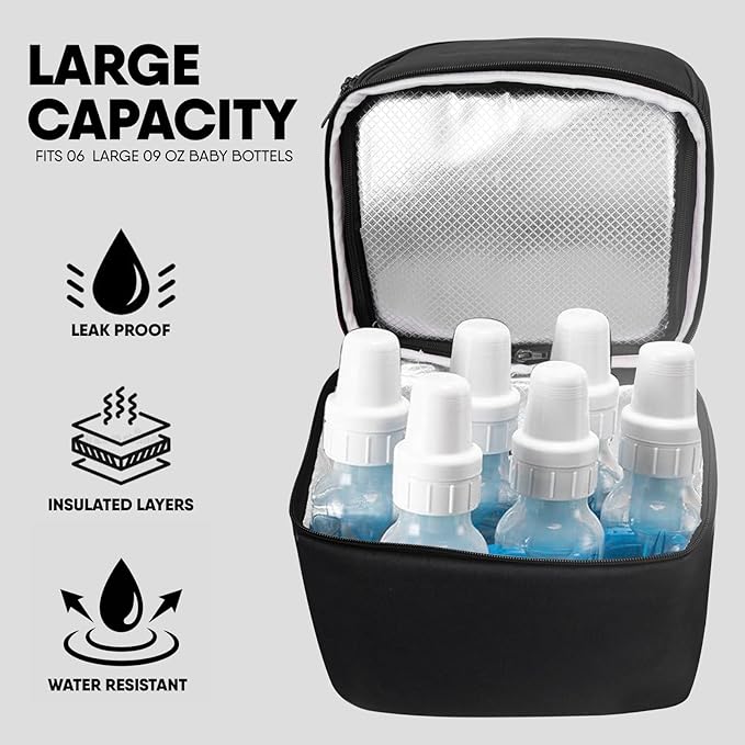 Breast Pump Bag for Spectra S1 S2, Insulated Travel Backpack with Ice Pack Fits 6 Baby Bottles, Wearable Breastmilk Double Layered Cooler Bag with Removeable Straps for Nursing Mom Daycare