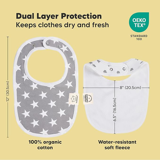 8-Pack Organic Baby Bibs for Boys, Girls - Soft Cotton Drooling and Teething Bibs for Baby Girl & Boy, Extra Absorbent, Easy To Clean & Put On for Toddler, Newborn, Infant 0-24 Months (Grayscape)