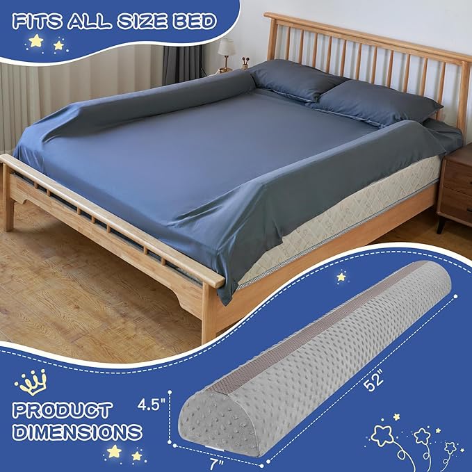 Bed Bumpers for Toddlers Foam Bed Rail for Toddlers 2 Pack Bed Rails Bumper for Queen, King, Twin, Full-Size Bed with Non-Slip Machine Washable Cover