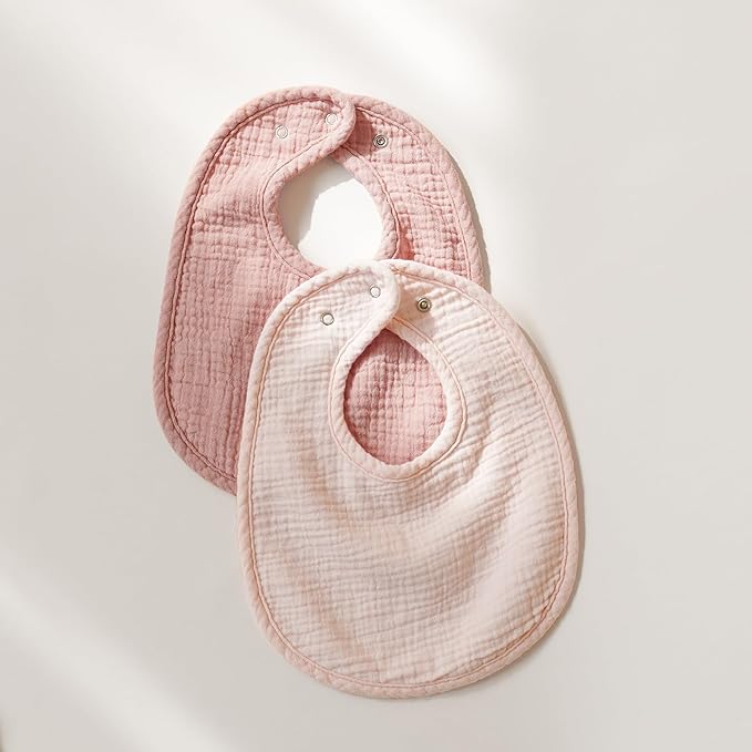 MairMore 8-Pack Baby Muslin Bibs, Soft Cotton Drool Bibs for Boys Girls, Adjustable and Absorbent Newborn Bib Set for Feeding and Drooling