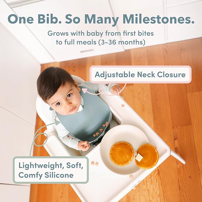 Loulou Lollipop Soft, Waterproof Silicone Feeding Bib for Babies and Toddlers