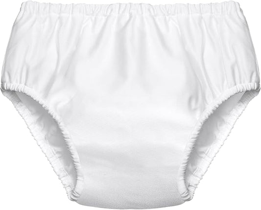 Amylove Swim Diaper Cover for Adult Reusable Diaper for Pool Washable Leak Resistant Waterproof Adult Pull on Cover Pants(White,1 Piece)