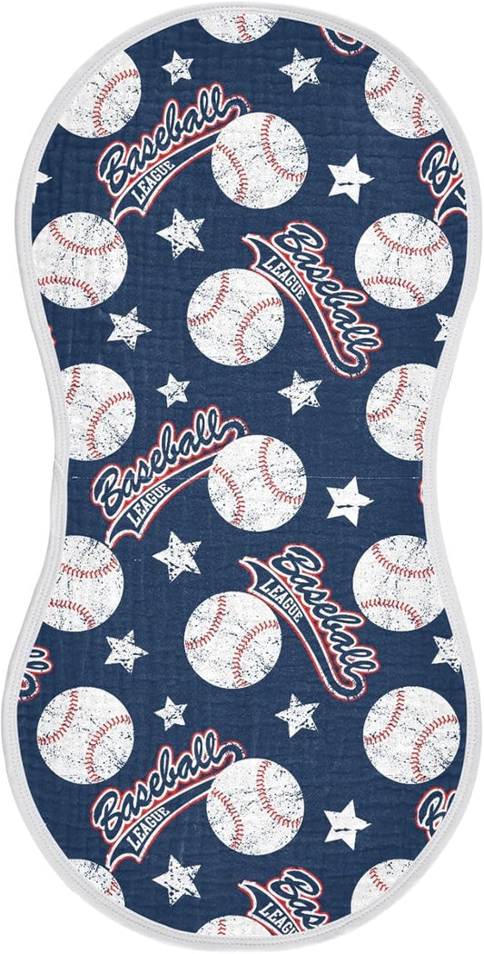 Muslin Burp Cloths for Baby Boys and Girls - 1-Pack Ultra Absorbent Baseball Muslin Washcloths, Newborn Towel, Milk Spit Up Rags, Burp Cloth Bib for Unisex, 22 x 11 Inch
