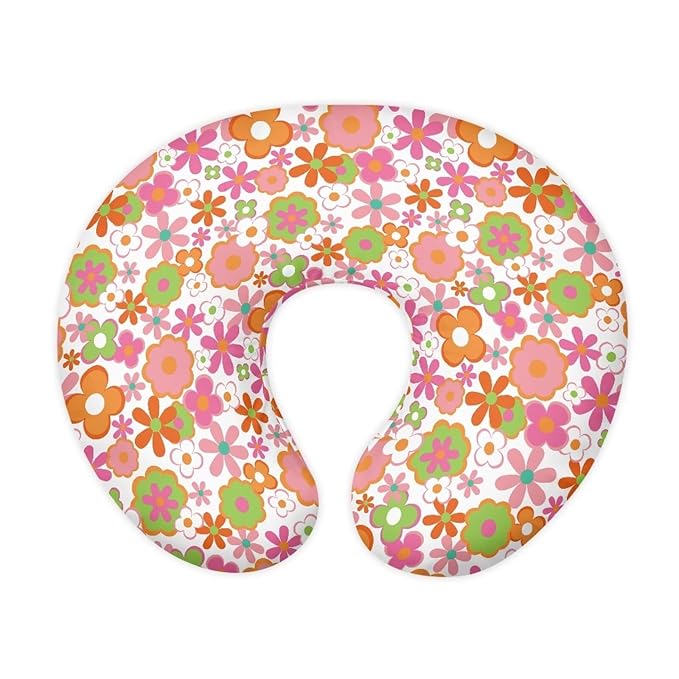 Cartoon Colored Hippie Flowers Nursing Pillow Cover Ultra Soft Comfortable Newborn Nursing Pillow Case Breathable and Skin Friendly