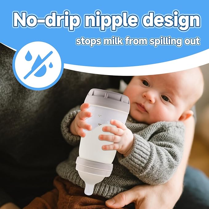 4 Pack Bottle Nipples Compatible with Mam Bottle, Soft Silicone Nipples for Bottle, Fit for MAM Bottles, Slow Flow, 0+ Months