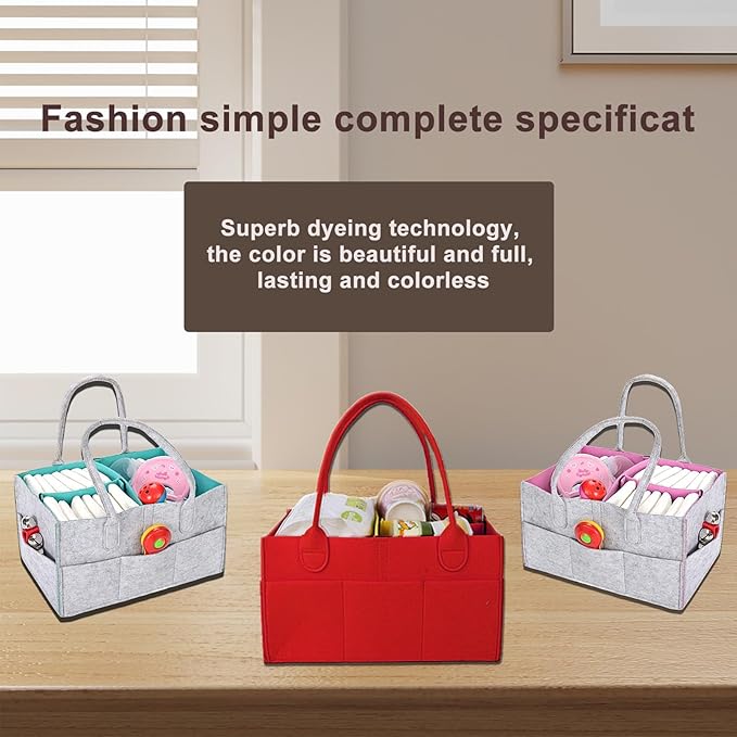 Baby Diaper Caddy is a versatile baby basket designed for nursery storage, car organization, and as a thoughtful gift for baby showers. Perfect for storing diapers and baby wipes. (Red)