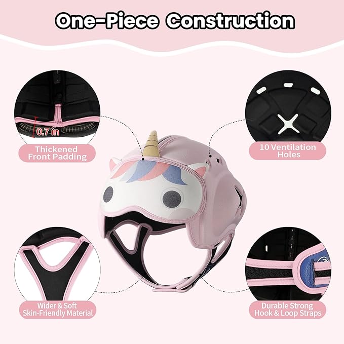 Mambobaby Baby Head Protector Helmet for Crawling and Walking, Breathable Soft Helmet, Ultra-Lightweight & Adjustable, Prevents Bumps Safety Helmet for Infants Toddlers 6-24 Months (Pure Unicorn)