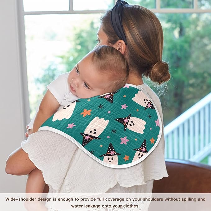 vvfelixl Baby Burp Cloths Halloween Ghosts Baby Newborn Cotton Burping Cloths Set Baby Washcloths 4 Pack