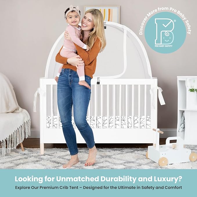 Crib Tent to Keep Baby from Climbing Out – Breathable Pop-Up Crib Net to Keep Baby in, Anti-Climb Safety Cover with Auto-Lock Zipper, Easy Install Fits Standard Cribs