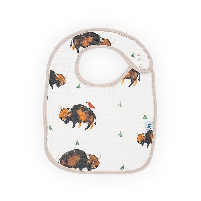 Little Unicorn Muslin Baby Bibs | Adjustable as Baby Grows | Soft Absorbent Muslin Fabric | For Eating, Drooling, Teething (Bison)