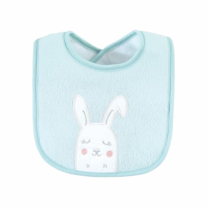 Hudson Baby Unisex Baby Cotton Terry Drooler Bibs with Fiber Filling, Bunny, One Size