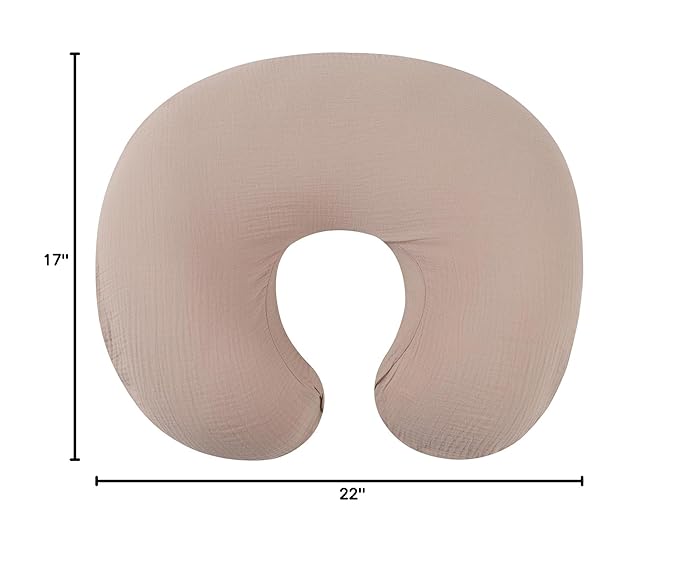 Onacosht Muslin Nursing Pillow Cover Soft 100% Cotton Feeding Pillow Slipcover Fits Standard Infant Nursing Pillow for Boy and Girl, Blush