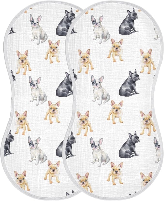 vvfelixl Burp Cloths Pets French Bulldog for Baby Boy Girls Baby Washcloths Burp Rags 1 Pack