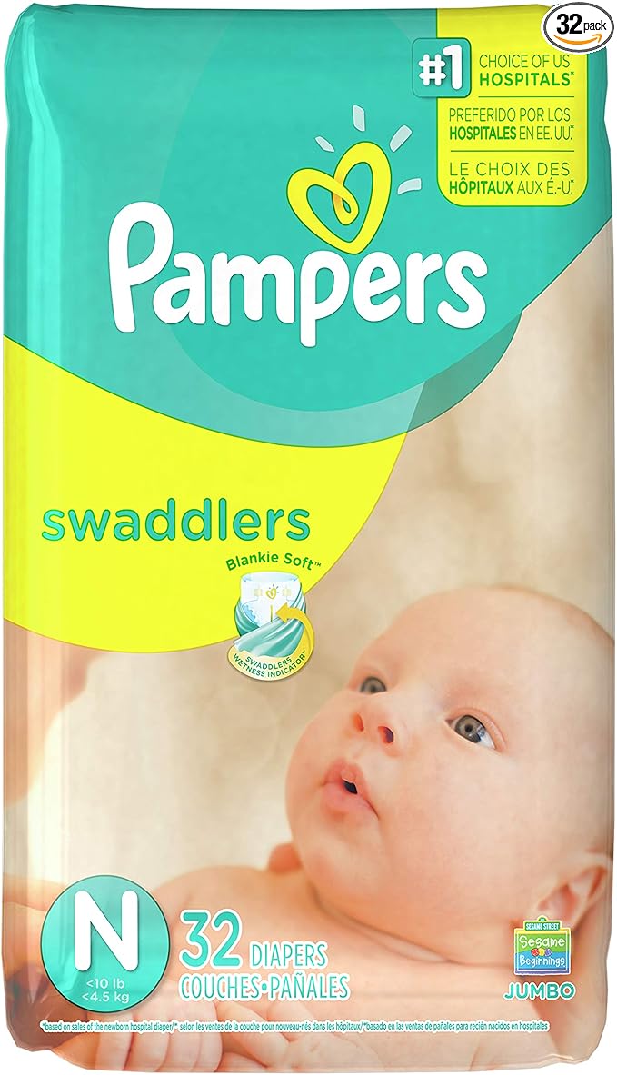 Pampers Swaddlers Diapers Size N Jumbo Pack 32 ct