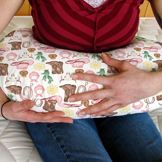 Pink Western Cowgirl Baby Nursing Pillow Covers for Girl Cowgirls Boots Hat Horse Cactus Sun Cow Skulls Nursery Slipcover for Breastfeeding Pillows Wild West Soft Stretchy Cover for Newborn Infant