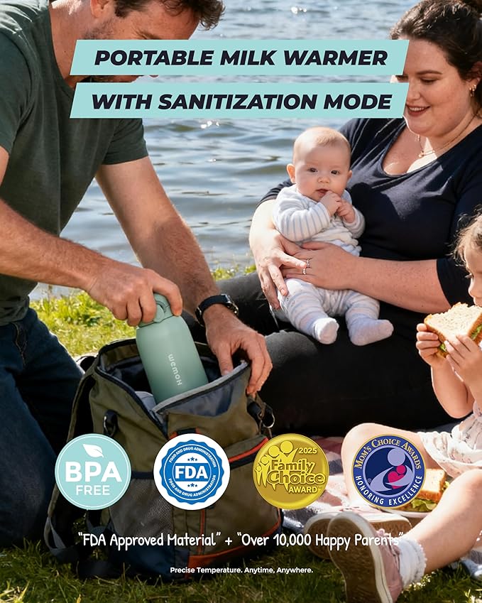 Upgraded Portable Milk Warmer with Self-Clean Function, 110W Fast Heating for Breast Milk & Formula, 16oz Large Capacity Travel Bottle Warmer, USB-C Fast Charge, Ideal for Hiking, Flights & Car Use