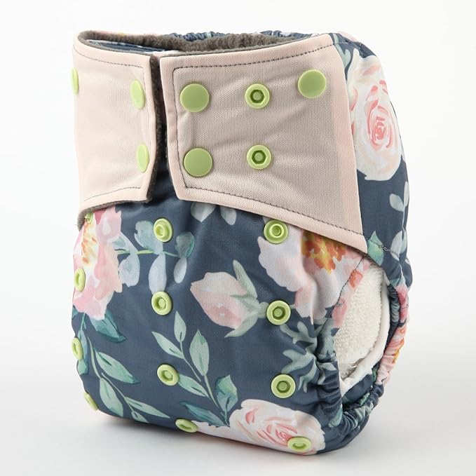 3 AIll in One Night AIO Cloth Diapers Nappy Bulit in Insert Reusable Washable for Girls (Flowers Pack)