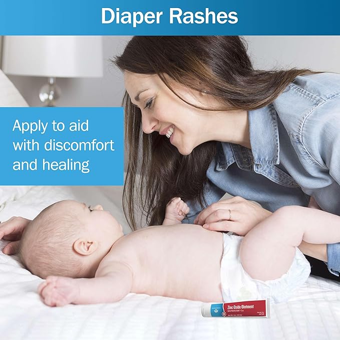 Zinc Oxide Ointment for Adults and Babies - Case of 72, 1 oz Diaper Rash Ointment - Skin Protectant for Diaper Rashes, Cuts, and Burns