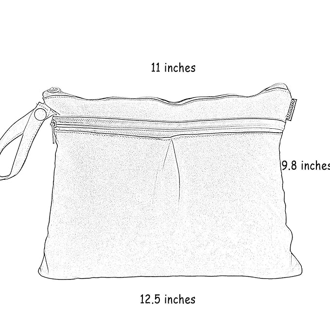 Damero 2pcs Travel Wet and Dry Bag with Handle for Cloth Diaper, Pumping Parts, Clothes, Swimsuit and More, Easy to Grab and Go (Small, Gray Triangle+ Gray Dots)