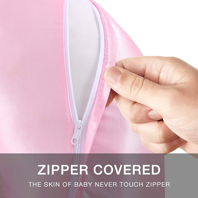 Pro Goleem Satin Nursing Pillow Cover Silk Feeling Soft Feeding Pillow Slipcover for Breastfeeding Moms Fits Standard Infant Nursing Pillow or Positioner Pink