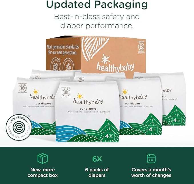 Our Diapers | The First EWG Verified & Microbiome-Friendly Diaper | Size 4 (22-32 lbs) 150 Count | 12-Hour Leak Protection | Made with Organic Cotton & Plant-Derived Materials | Totally Chlorine Free