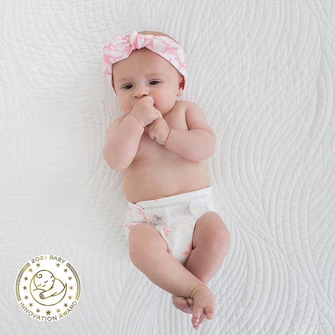 Amazing Baby Hybrid Cloth Diaper Cover with Pocket-Sling, Small, Sz 2 (8-15 lbs), Use with Boosties Inserts, Pink Springfield, SmartNappy Set includes Muslin Cover + Tri-fold Insert + Booster Pad