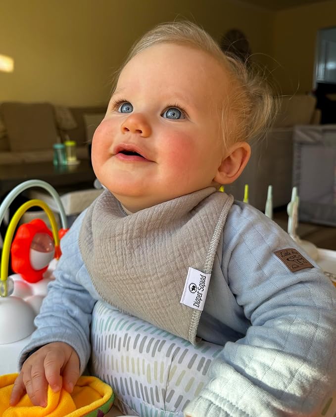 DiaperSquad's 100% Organic Cotton Baby Drool Bibs, Super Absorbent & Adjustable Baby Bibs for Drooling and Teething