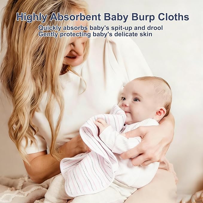 10-Pack Burp Cloths for Baby Boys and Girls - Organic Baby Burp Cloth,Baby Washcloths, Burp Rags, Large Neutral Burp Clothes for Newborn