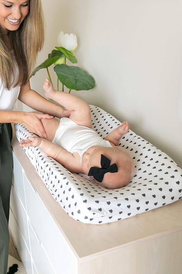 Premium Knit Diaper Changing Pad Cover Smitten by Copper Pearl