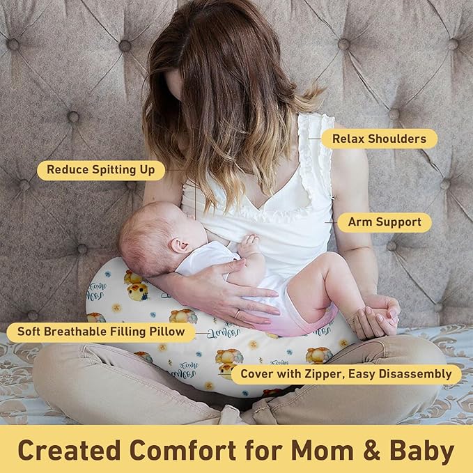 Dyoart Custom Baby Nursing Pillow Cover for Nursing, Cute Duck Removable Nursing Covers for Breastfeeding Pillows, Ultra Soft Comfortable Slipcover for Newborn Baby Boys and Girls