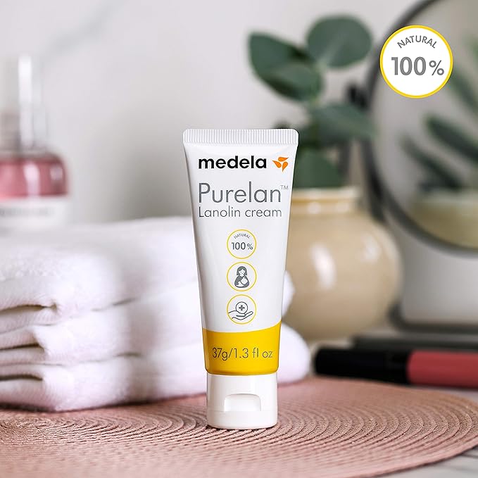 Medela 120 Count Ultra-Breathable Nursing Pads and Purelan Lanolin Nipple Cream Breastfeeding Bundle