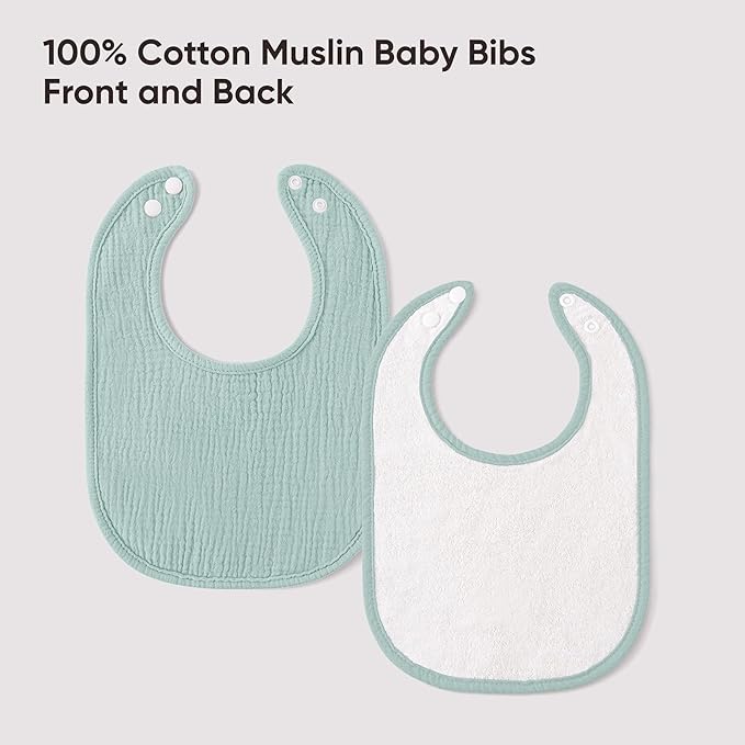 Bearmoss Baby Bibs for Drooling and teething 100% Cotton Muslin Bibs for Baby Boy & Girl,Adjustable, Ultra Absorbent,8 Pack