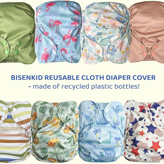 BISENKID Waterproof Cloth Diaper Cover Reusable Swim Diaper - Adjustable Outer Shell Over an Absorbent Inner Layer to Prevent Urine Blowouts - Outer Rose Tan, Size 1 (7-17lbs)