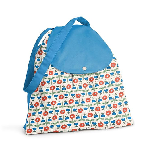 Esembly Day Bag – Reusable Wet and Dry Bag Made From Recycled Fabric With Dual Waterproof Compartments for Cloth Diapers, Swimsuits, Toiletries, and Snacks - Poppies