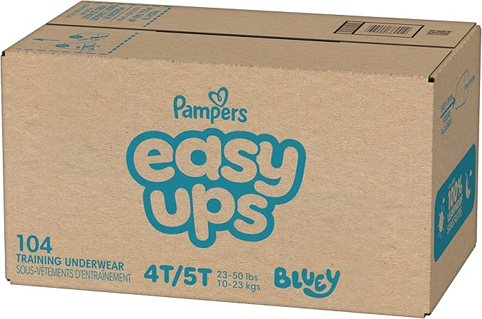 Pampers Training Pants - Easy Ups Boys & Girls Bluey - Size 4T-5T, 104 Count, Children's Potty Underwear (Packaging May Vary)