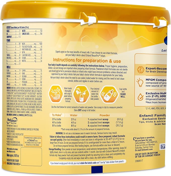 Enfamil NeuroPro Baby Formula, Brain Building Duo DHA & MFGM, Exclusive Immune Supporting HuMO6 Blend, Powder Infant Formula, Baby Milk, 20.7 Oz, 6-Pack