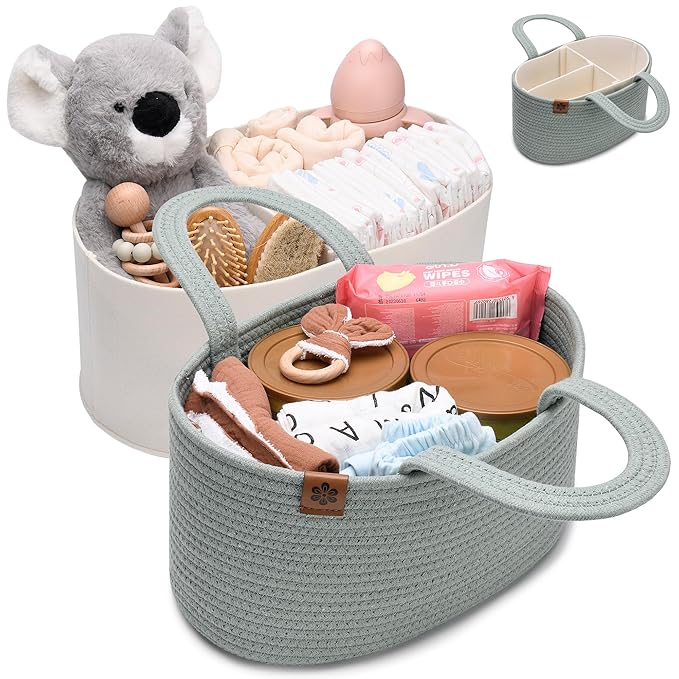 PeraBella Baby Diaper Caddy Organizer for Changing Table, Baby Storage Basket for Diapers and Baby Wipes, Gift for Baby Shower, Car Caddy Organizer, Nursery Diaper Organizer, Portable Diaper Storage