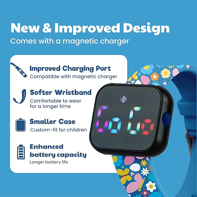 Potty Training Watch for Kids V2 – A Water Resistant Toilet Reminder Device for Boys & Girls to Train Your Toddler with Fun/Musical & Vibration Interval Reminder with Potty Training eBook (Butterfly)