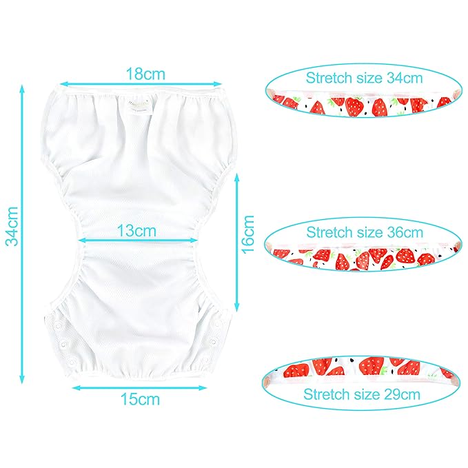 wegreeco Baby & Toddler Snap One Size Adjustable Reusable Baby Swim Diaper (Fruits, Small, 3 Pack)