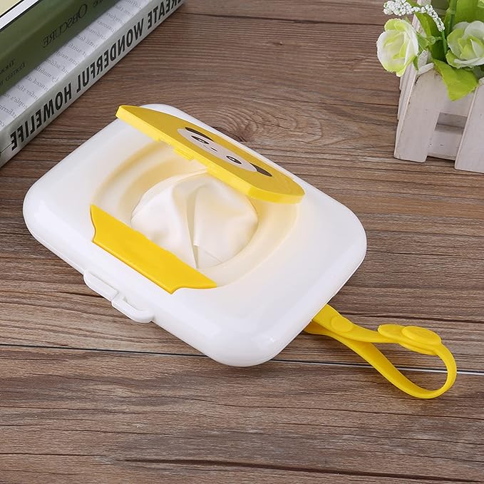 Baby Wipes Dispenser Box with Yellow Panda Design, Tissue Storage Container for Fresh Wet Wipes