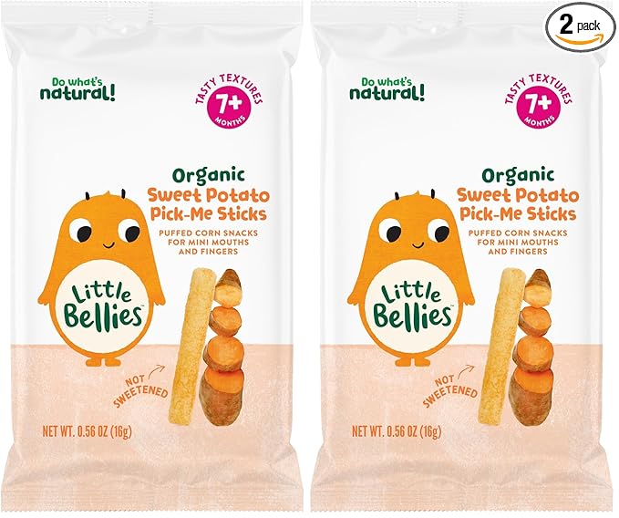 Little Bellies Organic Banana Pick-Me Sticks Baby Snack (0.56 oz Individual Packs), (Pack of 10)