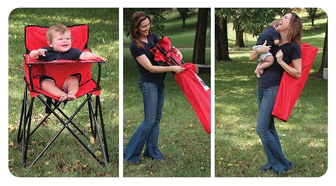 ciao! Baby Portable High Chair for Babies and Toddlers, Compact Folding Travel High Chair with Carry Bag for Outdoor Camping, Picnics, Beach Days, and More (Red)
