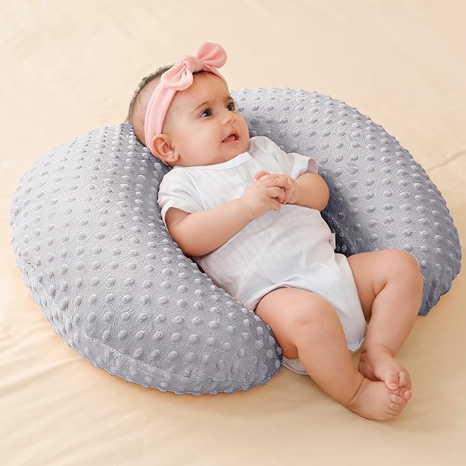 Nursing Pillow Cover Breastfeeding Pillow Cases Plush Dot Slipcover (Gray)