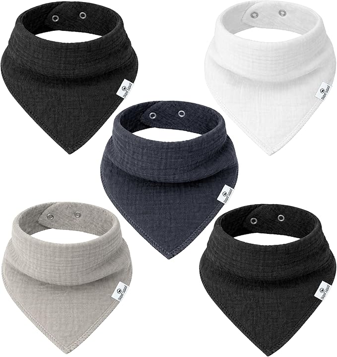 DiaperSquad's 100% Organic Cotton Baby Drool Bibs, Super Absorbent & Adjustable Baby Bibs for Drooling and Teething