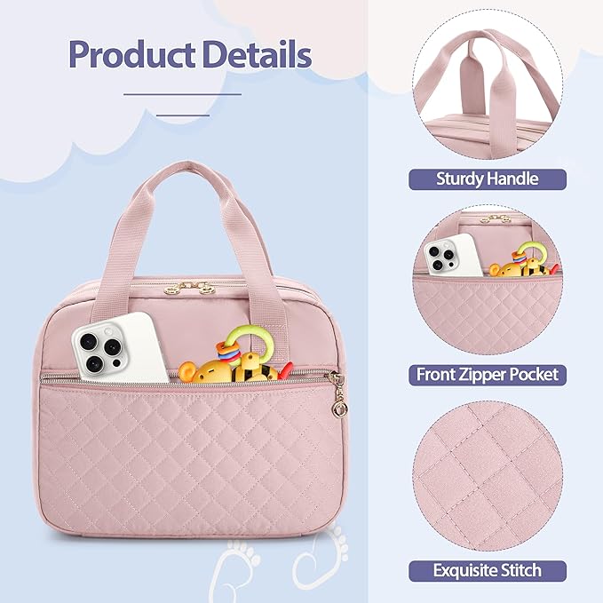 Damero Wearable Breast Pump Bag Compatible with Elvie, Willow and Momcozy Breast Pump, Carrying Case for Wearable Breast Pumps, Pump Parts and More, Pink
