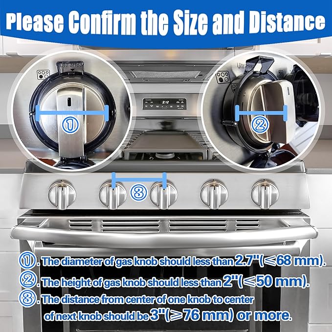 6 Pack Stove Knob Covers for Child Safety, DAFUWENG Childproof Gas Stove Knob Locks, Stove Oven Knob Safety Covers with Adhesive, for Kids and Pets, Heat-Resistant, Durable Design (Upgraded - Black)