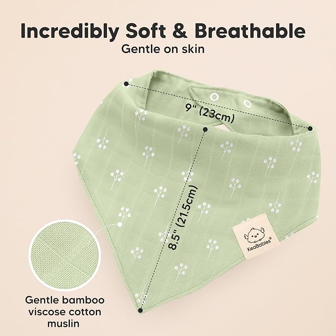 8-Pack Muslin Baby Bibs for Boys, Girls - Muslin Bandana Drool Bibs for Baby Girl & Boy, Drooling Newborn, Teething Toddler, Infant 0-36 Months, Soft Cotton Extra Absorbent (Wild Bloom)