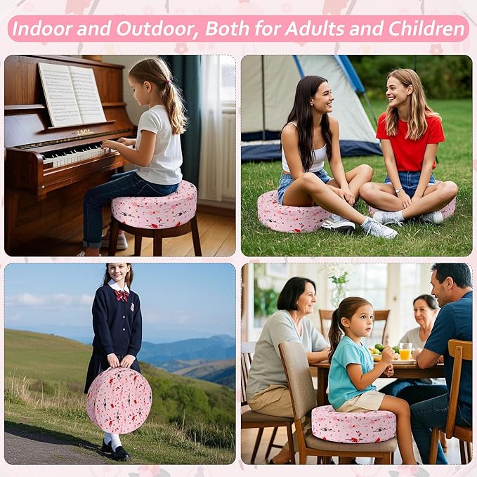 Zicac Portable Seat Cushion Washable with Non-Slip Bottom, Detachable Strong Support Cushion for Toddler Kids Baby Infant (Pink Girl)