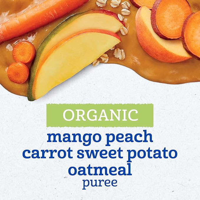 Gerber Organic Baby Food Pouches, Toddler, WonderFoods, Mango Peach Carrot Sweet Potato & Oatmeal, 3.5 Ounce (Pack of 12)