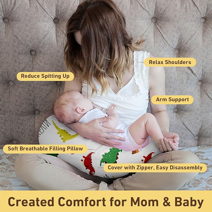 Dyoart Baby Nursing Pillow Cover,Personalized Soft Nursing Covers,Custom Name Breastfeeding Pillow Cover for Bottle Feeding,Comfortable,Infant(one Size)